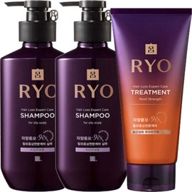 ryo [Ryeo] Jayang Yunmo Hair Loss Symptom Care Shampoo + Treatment Set, Oily Scalp Shampoo x2 + Root Strengthening Treatment, 1, 400ml / [려] 자양윤모 탈모증상케어 샴푸 + 트리트먼트 세트, 지성두피샴푸x2개 + 모근강화 트리트먼트, 1개, 400ml
