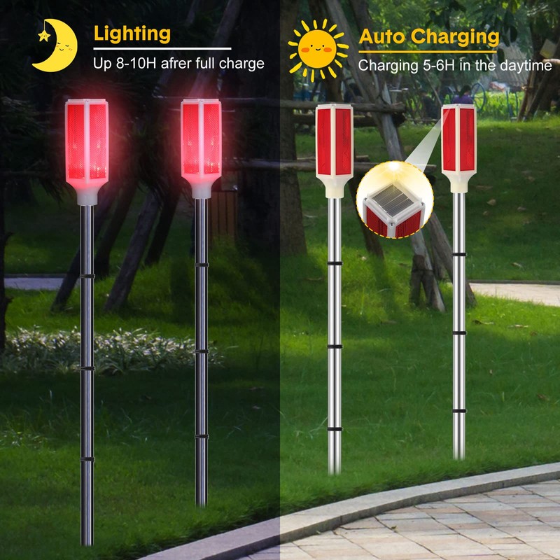 Macarrie 6 Pcs Solar Powered Driveway Markers Reflector Lights Landscape