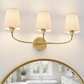 Morauroral Bathroom Light Fixtures, 3 Light Gold Vanity Light for Bathroom