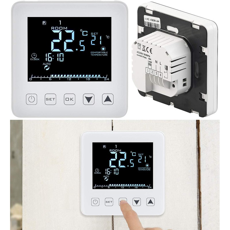 revolt Flush-Mounted Room Thermostat: Set of 2 Wall Thermostats for