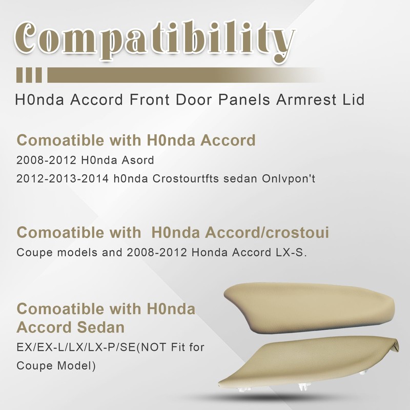 1 Pair Beige PU Leather Door Panel Armrest Cover for