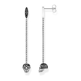 THOMAS SABO H2164-643-11 Women's Skull Stud Earrings 925 Sterling Silver Blackened, Non-precious metal, Cubic Zirconia