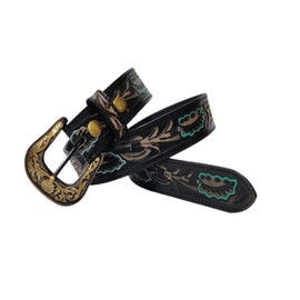 JF-Reitsport Unisex Western Style Cowboy Cowgirl Belt, Black, black