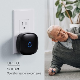 Caregiver Pager, Wireless Call Button for Seniors/Elderly at Home, 2 SOS Buttons + 1 Receiver Medical Life Alert System, Emergency Panic Call Bell, Nurse Calling & Patient Assistance Alarm