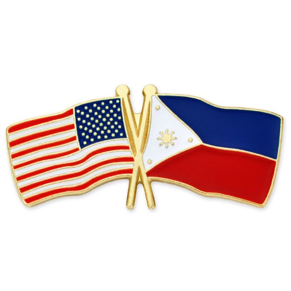 PinMart‘s USA and the Philippines Crossed Friendship Flag Enamel Lapel