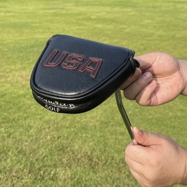 Barudan Golf Black Putter Headcover Covers Cover for Blade Style Putters, Magnetic USA Flag Blade Putter Headcovers with Magnet for Men