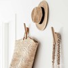 FCOWK Wall Hooks 4 Pack Coat Hooks Mounted Natural Wood