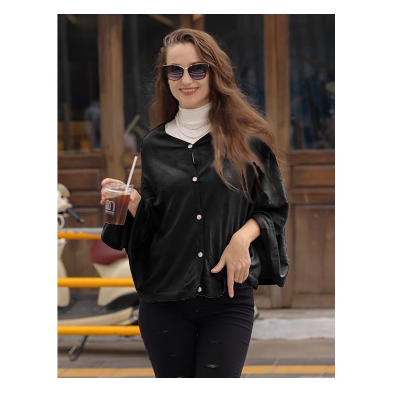 DiaryLook Ladies Button Cashmere Feel Multiway Poncho Shawl Scarf Wrap