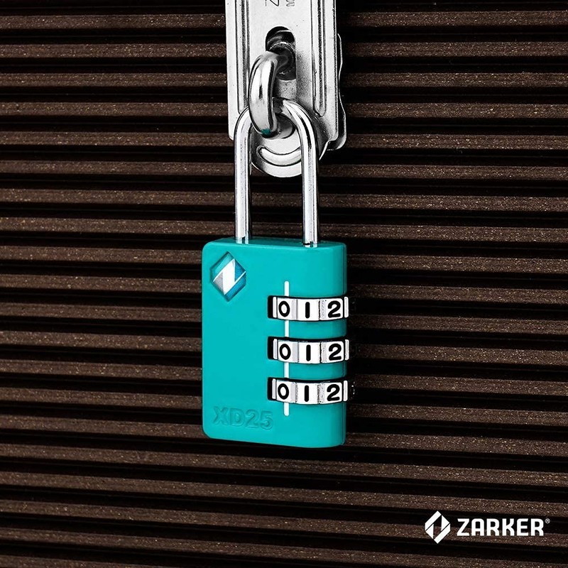 Zarker XD25 3-Digit Combination Small Mini Padlock, Emerald, 1-Pack