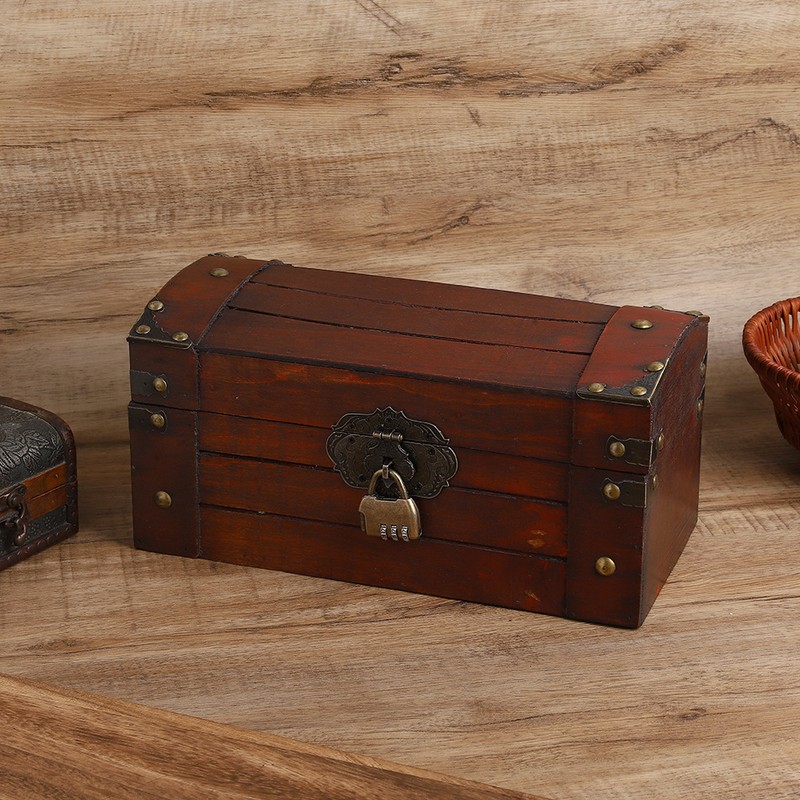Vintage Wooden Storage Box Retro Hand Made Exquisite Jewelry Craft