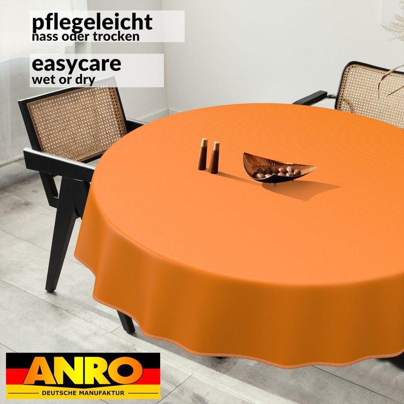 ANRO Oilcloth Tablecloth, Washable, Oilcloth, Garden Tablecloth, Outdoor, Indoor, Round,