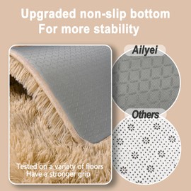 Ailyei Soft Runner Rugs for Bedroom Hallways, 2x3 Beige Fluffy Shag Throw Area Rug for Bedside Dorm, Long Shaggy Furry Carpet for Nursery Living Room New Upgraded Non-Slip Bottom