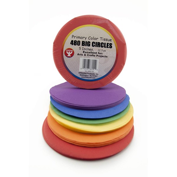 Hygloss Products 88155 tissue circles primary colors 5" Paper Colors-480