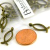 Bedazzlinbeads 30 Antique Bronze Plated Metal 3/4 inch Christian Fish