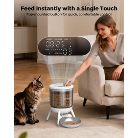 Invengo Automatic Cat Feeder, 3L Timed Pet Feeder for Cats & Small Dogs, Dual Power USB & Battery, Clear Hopper, Easy-Clean, Dry Food & Kibble, Up to 6 Meals Daily
