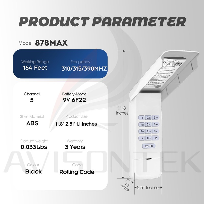 878Max Universal LiftMaster Garage Door Opener Keypad Replacement