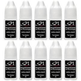 SN Nail Glue Extra Strong Tip Glue Pack of 10 Nail Glue Strong for Tips Artificial Nails Tip Glue Nail Art Gel Nails Fake Nails False 3 g