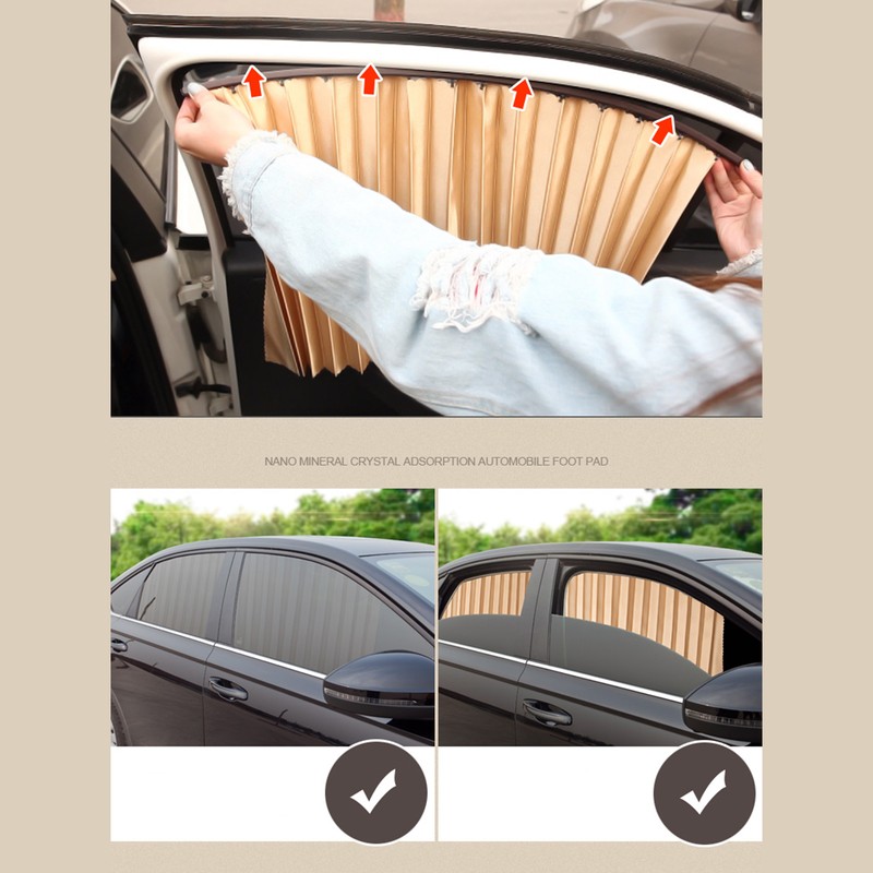 4Pcs Car Curtains Car Side Window Sunshade Curtain Magnetic Rail