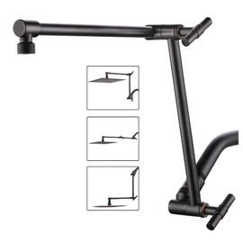 Oil Rubbed Bronze Shower Arm Extension - 13'' Height & Range Adjustable, Locking Nuts, Universal Connector for Rain & Handheld Showers