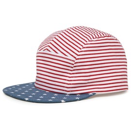 Funky Junque Baby 5 Panel Camper Hat | Infant Baseball Cap, Vintage Style Baby Sun Hat, 0-1 Years Old Boy American Flag Sun Cap - USA Flag - Red/White/Blue (XS - 0-12 Months)