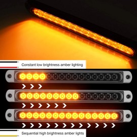 PSEQT 10" LED Trailer Tail Identification Lights Bar Amber Led Turn Signal Light Clearance Rear Marker Lights Assembly Trailer Lighting Strip Waterproof for Pickup Golf Cart Offroad Truck RV UTV, 2Pcs