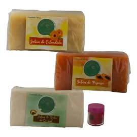 Pack x3 Jabón Artesanal HARAVERI 100g Baba Caracol Papaya Caléndula Facial