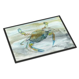 Caroline's Treasures SC2004MAT Blue Crab #2 Watercolor Doormat 18x27 Front Door Mat Indoor Outdoor Rugs for Entryway, Non Slip Washable Low Pile, 18H X 27W