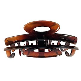 Parcelona French Ring Large Tortoise Shell Celluloid Jaw Hair Claw Clip Clamp Clutcher with Covered Spring for Thick Hair