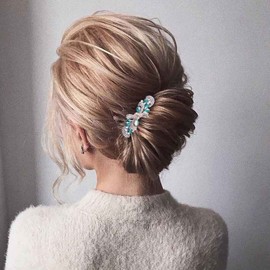 Zeshimb Crystal Wedding Hair Clips Blue Butterfly Hair Barrette Vintage Rhinestone Head Clips Headwear Crystal Cz Hairpiece Decorative Hair Accessory for Women and Girls