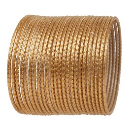 Touchstone New Indian Bollywood Trending Fashion Handcrafted Beautifully Trimmed Edges Textured Golden Color Golden Dots Designer Jewelry Bracelets Bangle. Set of 24 for Women.