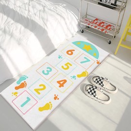 ABC Kids Educational Runner Carpet,2x6ft Hopscotch Rug,Soft Floor Play Non-Slip Mat,Cute Indoor Or Outdoor Play Rug for Kids - Fun Home Decor for Boys and Girls!White