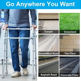 UPZYLVRENT Walker Skis Glides – Universal Fit Replacement Feet for Folding Walkers, Gray (Fits 1 ⅛” Tube Diameter)