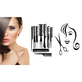 9 PCS Hair Comb Set Hair Stylists Professional Styling Comb Set Variety Pack Great for All Hair Types & Styles, Black, 30 Grams, Pack of 1