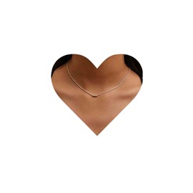 Allereya Boho Bead Pendant Necklace Silver Round Snake Chain Necklace Choker Tiny Bead Choker Necklace Minimal Collarbone Necklace Jewelry for Women and Girls