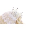 C-105-3 White Veil Gold Crown Red Rose Bow Lace Ruffle