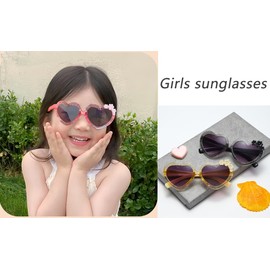 SJBNCai Kids Heart Sunglasses UV 400 Protection Heart Shaped Cute Glasses for Girls Boys Age 3-10 Eyewear Beach Holiday