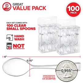 Clear Mini Spoons 4 Inch (100 Count) Disposable Appetizer Spoons for Cocktail Hour, Dessert Spoons for Wedding Reception, Small Clear Spoons for Food Samples, Plastic Spoons for Holiday Parties