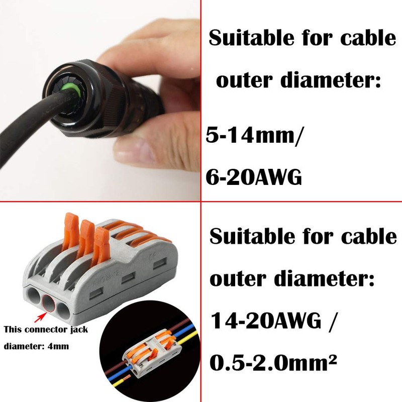 CTRICALVER Waterproof Junction Box Outdoor Cable Connector New IP68 Connector