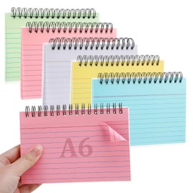 Candcamp Flash Cards, 250 PCS A6 Revision Cards Large Size Flashcards Spiral Ring Bound Index Cards Coloured Study Cards Pack for Office School Home 4 * 6 Inches