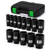 TecoTek 1/2" Drive Deep 6-Point Impact Socket Set, 13-Piece Spindle