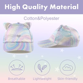 Zsedrut Girls Baseball Cap Kids Cute Sun Hat Adjustable Trucker Hats Toddler Unicorn Ponytail Caps Spring Summer (3-8Y, Silver Cat)