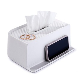 YouCopia Ledge Tissue Holder, Rectangular, Bathroom Countertop Organizer with Additional Storage for Phones, Jewelry and Small Accessories