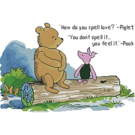 Abillyn Embroidery Cross Stitch Kits Little Bear and Pig Stamped with Printed Pattern Starter Kit (Bear and Pig)