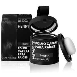 Henrys Polvo para Retocar Raíces Negro 10g, Define Línea del Cabello, Rellena Zonas Escasas, Disimula Caída del Cabello, Aporta Volumen
