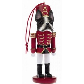 Boston Terrier Christmas Nutcracker Soldier Personalizable Resin Ornament