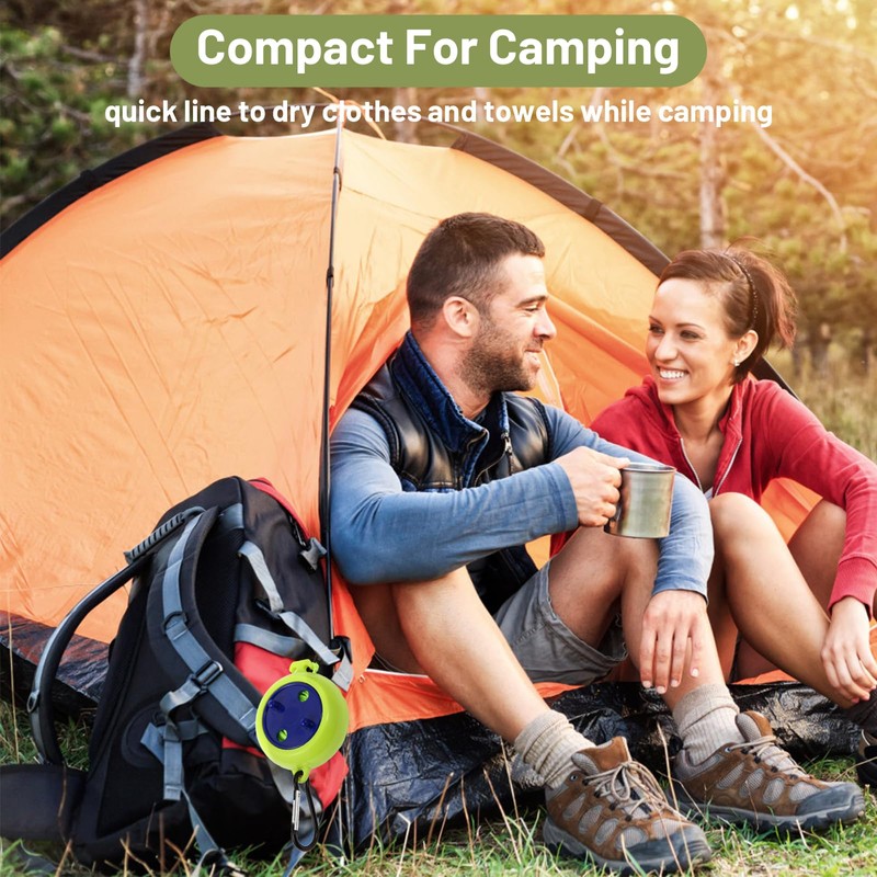 Caudblor Portable Camping Clothesline Cord,Retractable Travel Clothes line, Laundry Drying