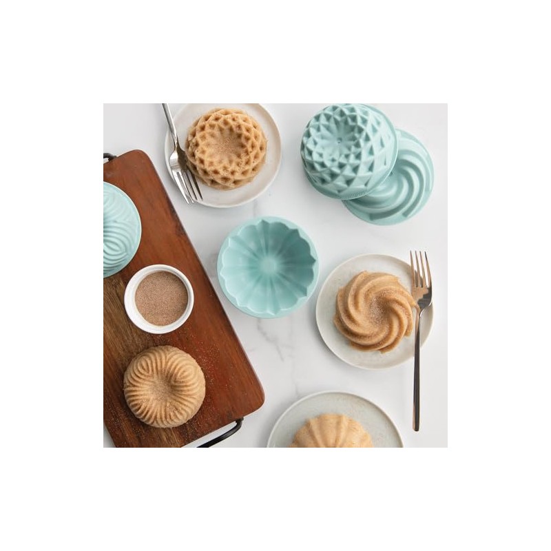 Nordicware 69800 Juego Molde Mini Bundt, Plástico, Menta, 2 Piezas