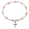 Rosary Bracelet Pink Heart Glass Beads