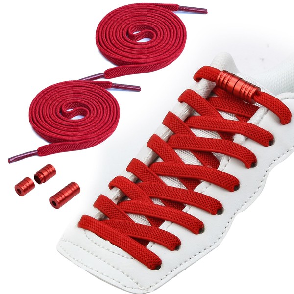 HooySprs No Tie Elastic Shoelaces,Flat Shoelaces with Metal Buckles,Shoelaces Replacement,Elastic