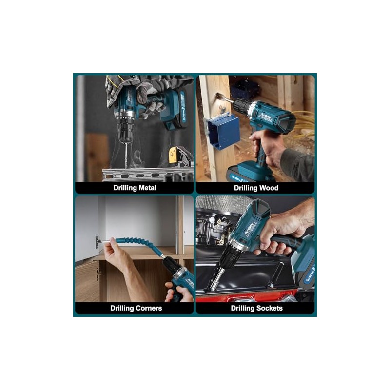 Tool Kit with 21V Cordless Drill - Sundpey 255-PCs Portable